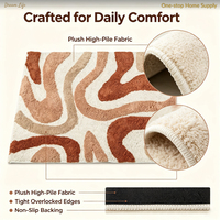 Tapis d'intérieur luxueux et moderne à motif géométrique en acrylique épais, doux, shaggy, imperméable, antidérapant, fait main, réversible, pour chambre et salon
