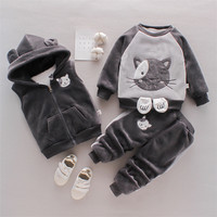 Ensembles de vêtements pour bébé élégants, tenue d'hiver et d'automne pour enfants, pantalon + pull + gilet à capuche pour filles, ensembles de vêtements pour enfants 3 pièces, vente flash