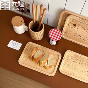 Bandeja de servir de madera Yuan Jin con diseño de dibujos animados de 215 mm, diseño lindo para pan y comida para bebés - Product Image 1
