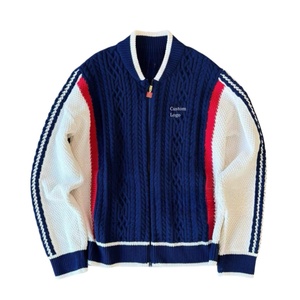 Cardigan Oversize Invernale da Uomo con Logo Personalizzato OEM, Giacca a Maglia <span class=keywords><strong>Jacquard</strong></span>, Maglione Tricot Casual di Moda con Cerniera - Product Image 1