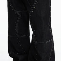 Jeans en denim brut lourd avec rivets en forme d'aile d'avion, style streetwear
