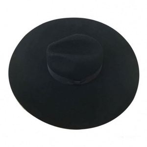 Chapeaux Fedora pour femmes noirs, bord large de 16 cm, style vintage, 100% laine de haute qualité, prix bas, 300 pièces, pour fêtes à thème et pêche - Product Image 4