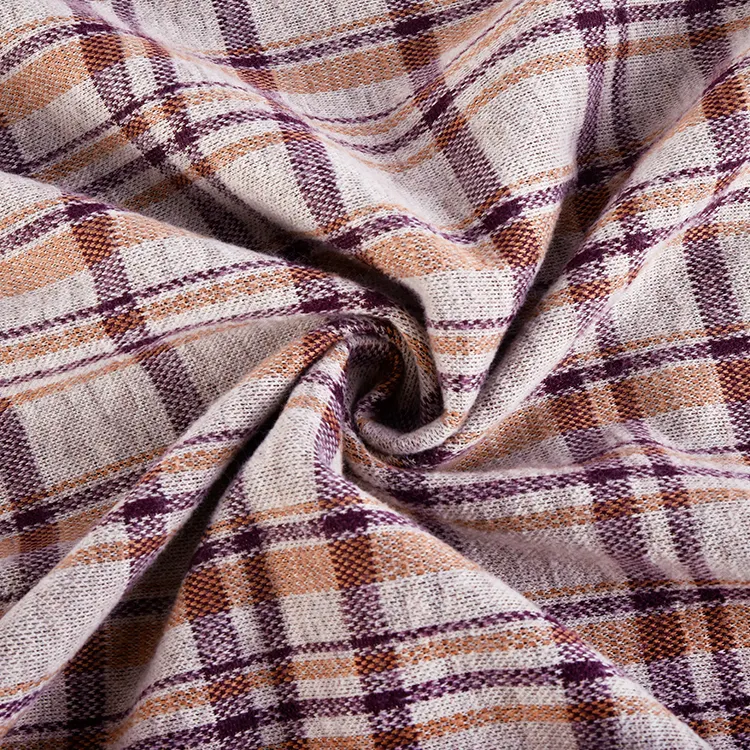 Tissu de chemise à carreaux en polyester et viscose de coton pour manteaux d'hiver