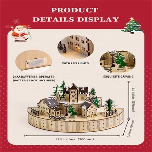Aldea Navideña de Madera Cortada con Láser, Hecha a Mano y Personalizable, Decoración Ecológica para el Hogar o Regalo de Rompecabezas Navideño - Product Image 4