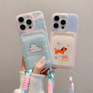 <span class=keywords><strong>Funda</strong></span> creativa para tarjetas con cuerda <span class=keywords><strong>colgante</strong></span> para <span class=keywords><strong>iPhone</strong></span> <span class=keywords><strong>11</strong></span>/14, <span class=keywords><strong>funda</strong></span> protectora de TPU con diseño de cachorro de dibujos animados, fundas para teléfonos móviles - Product Image 1