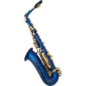 E-Flat Blue Lacquer Saxofón Alto Llaves doradas Principiante Banda de rendimiento Instrumento <span class=keywords><strong>Bajo</strong></span> Tono Cabeza de latón para exámenes - Product Image 3