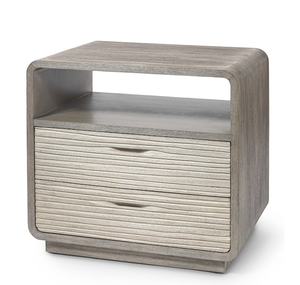 Minimalist Vintage Bed Nightstands <strong>Shabby</strong> <strong>Chic</strong> Curved Wooden Storage <strong>Bedside</strong> <strong>Table</strong> with Drawers - Product Image 2