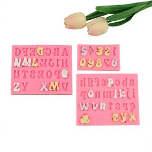 DIY New Style Uppercase Lowercase 26-Letter Alphabet Numbers 3-Piece Chocolate Silicone Gel Handmade Fondant Cake Baking Mold - Product Image 2