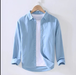 Herren Regular Fit Langarm Baumwollhemd Weiß Business Casual Smart Casual Einfarbig Digital Bedruckt 200g Umweltfreundlich - Product Image 1