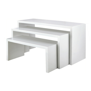 <strong>White</strong> 3 <strong>Tables</strong> High <strong>Gloss</strong> Multi-functional <strong>Nesting</strong> Coffee <strong>Tables</strong> Island Display <strong>Table</strong> Stand for Clothing Store - Product Image 5