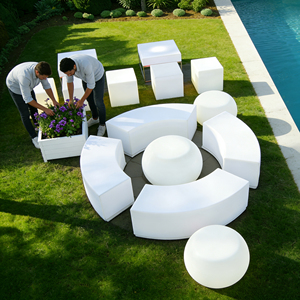 Juego de Muebles de Jardín para Exteriores, Mesa y Sillas de Cóctel Iluminadas con LED RGB de Plástico, para Uso en Bares Domésticos, Resistentes al Agua IP65-IP68, 16 <span class=keywords><strong>Colores</strong></span> Cambiantes - Product Image 2