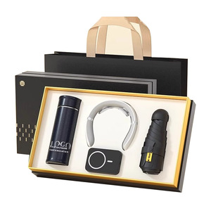 Custom Promotional Corporate Gift Set with Stainless Steel & Paper Bottle Umbrella Silk Screen Printing for Business Advertising