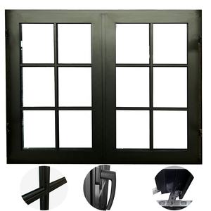 <span class=keywords><strong>Fenêtre</strong></span> moderne française en alliage d'aluminium, à battant, avec moustiquaire pliante, à rupture de pont thermique, triple vitrage en verre trempé - Product Image 2