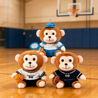 Peluche singe personnalisée sur le thème du sport, avec uniformes de tennis, basketball et rugby, cadeau promotionnel pour enfants, vente en gros