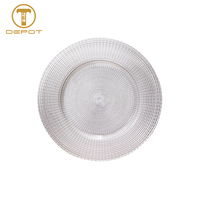 Assiettes de présentation de luxe en verre doré, 13 pouces, pour service de table