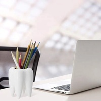 Pot de fleurs en céramique blanche écologique en forme de dent, porte-stylo moderne en porcelaine, organisateur de bureau, cadeau d'affaires