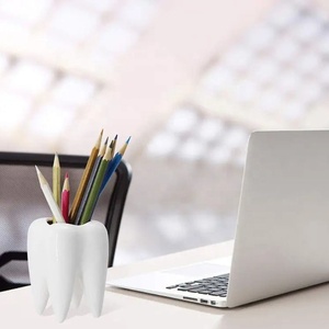 Eco-friendly Unique Tooth-Shaped White Ceramic Flower Pot Pen Holder Modern Porcelain <strong>Planter</strong> Pot Dest Organizer Business <strong>Gift</strong> - Product Image 4