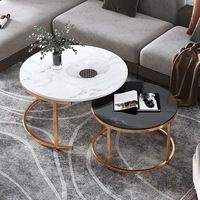 Table basse de luxe de centre de marbre de pied d'or de conception moderne de meubles de canapé de salon