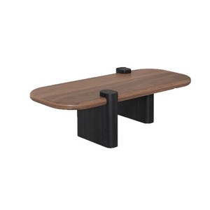 Solid Wood Oval <b>Coffee</b> <b>Table</b> Dark <b>Walnut</b> Living Room Modern Minimalist Design - Product Image 4