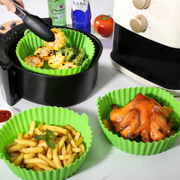 Panier de friteuse à air réutilisable de qualité alimentaire, compatible lave-vaisselle, moule pour four, accessoires pour micro-ondes, inserts ronds en silicone pour friteuse à air