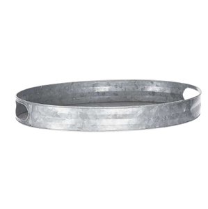 <b>Grey</b> Color Kitchenware and Hotel Tray With Metal Handle Decorative Serving Tray Custom Made Galvanized Metal Tray - Product Image 6