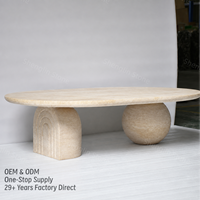 Table basse ronde en travertin sculptural moderne sur mesure SHENGLIN, table d'appoint artistique en pierre pour salon et appartement d'hôtel