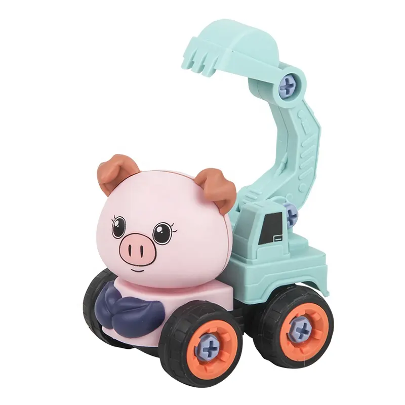 Veicoli rimovibili in plastica ABS per bambini blocchi di costruzione veicoli di ingegneria simpatico animale assemblaggio auto giocattolo per camion