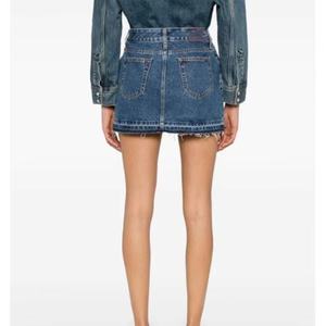 Falda vaquera de verano con diamantes de imitación, diseño OEM, nueva, para mujer, color índigo, minifalda de algodón - Product Image 3