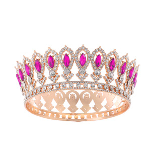 Nuova Corona Europea Barocca con Diamanti, Accessorio da Sposa a Goccia d'Acqua in Lega, Fascia <span class=keywords><strong>per</strong></span> Capelli Rotonda <span class=keywords><strong>per</strong></span> <span class=keywords><strong>Torta</strong></span> Nuziale - Product Image 1