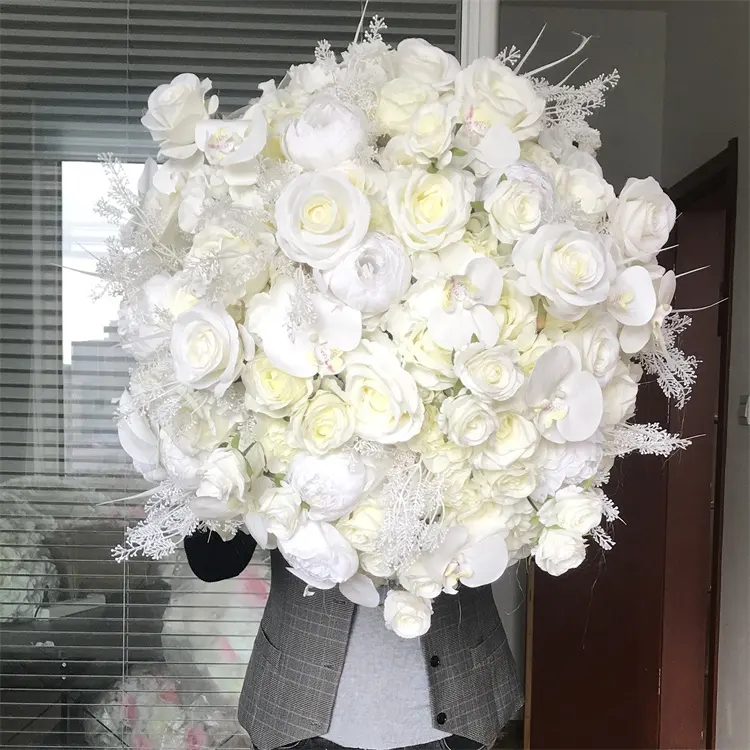 Sayun-Bola Bunga Putih Besar, Hiasan Tengah Pernikahan dengan Anggrek, A-1008, 90Cm