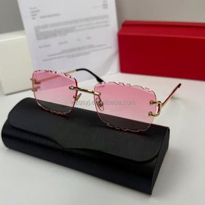 Gafas de Sol de Diseño Unisex de Marca Famosa con Montura Cuadrada sin Aro y Corte de Diamante, Protección UV400, Caja y Recibos - Product Image 5