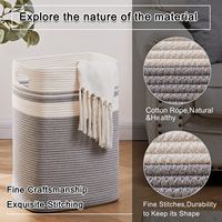Panier à linge tissé de grande taille carré, vente chaude 2024, corde de coton, panier de rangement pour vêtements, panier de rangement pour jouets