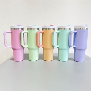 Vaso Térmico de Viaje de 40 Oz H2.0 en Colores Pastel para Sublimación, con Asa Deportiva, Tapa y Pajita - Product Image 4