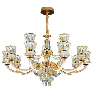 Lámpara de techo moderna de cristal de lujo con múltiples cabezales LED, redonda, para sala de estar, comedor, dormitorio, pasillo. - Product Image 2