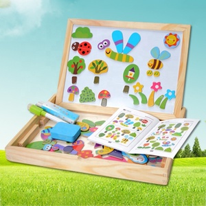 لوحة رسم مغناطيسية مزدوجة الجوانب من الالغاز ألعاب تعليمية خشبية حيوانات أطفال محمولة - Product Image 2