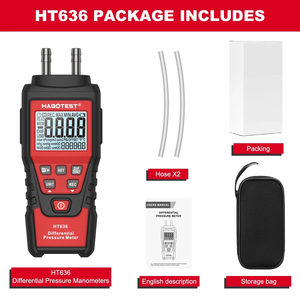 HABOTEST HT636 デジタル精密ガス分析計キット 差圧計 ABS素材 5PSI測定範囲 気圧 - Product Image 6