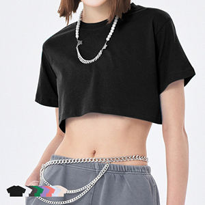 Camiseta recortada de verano 2025 para mujer, manga corta de algodón 100% - Product Image 1