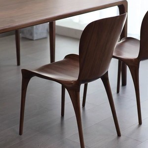 Silla de Comedor de Madera Maciza, Silla <span class=keywords><strong>Eureka</strong></span> de Nogal Negro Norteamericano, Silla con Respaldo Curvo con Sistema de Encaje Mortise and Tenon para Sala de Estar u Oficina - Product Image 4