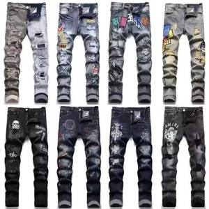 Jeans <span class=keywords><strong>de</strong></span> <span class=keywords><strong>Moda</strong></span> Urbana <span class=keywords><strong>para</strong></span> Hombre, Jeans con Estampado 3D, <span class=keywords><strong>Pantalones</strong></span> Hip-hop <span class=keywords><strong>para</strong></span> Hombre, Corte Ajustado, Estilo Punk, Jeans <span class=keywords><strong>de</strong></span> Diseñador - Product Image 4