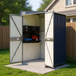 Caseta de jardín de acero 46.5x39.4x70.1 pulgadas, estructura de almacenamiento montada en la pared para uso en exteriores - Product Image 2