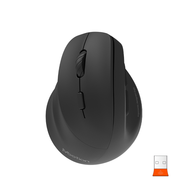 Meetion BTM010L Left Ergonomic Vertical Mouse 6D Optical Laptop PC Office Mouse Quite Silent Mice Rechargeable Wireless Mouse