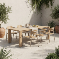 Chaise de salle à manger d'extérieur avec cadre en aluminium thermolaqué, dossier en bois plastique et assise à lattes, fauteuil de patio pour jardin et restaurant