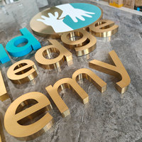 Logo LED Backlit Stainless Steel Halo Lit Kustom, Huruf Saluran Logam 3D, Papan Nama Bisnis Luar Ruangan untuk Dekorasi Dinding