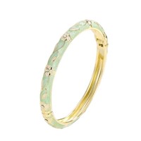 Bracelet manchette multicolore en émail cloisonné avec strass floraux, jonc ouvert à ressort intérieur doré, accessoires de costume ethnique pour femmes