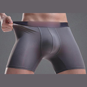 Calzoncillos bóxer de seda helada con logotipo personalizado para hombre, ropa interior deportiva transpirable con función alargada, diseñador privado - Product Image 3