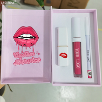 Kit de Rouge à Lèvres Liquide Mat Haute Pigmentation, Crayon Contour des Lèvres Crémeux, Gloss à Lèvres Scintillant et Waterproof