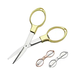 High Quality Small Multi Purpose Portable Pocket Scissor Travel Mini Folding Scissors With Gold Plating Handle