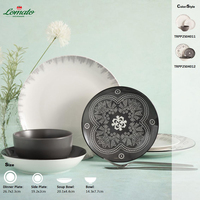 Service de table en porcelaine émaillée à motifs floraux, 12 pièces - Durable et réutilisable, sans BPA, écologique, cadeau d'affaires moderne