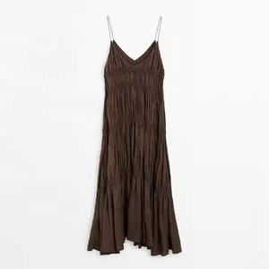 Nouvelle arrivée, robe d'été pour femmes, mode, bretelles spaghetti, robe modeste, robe vintage en lin mi-longue pour femmes - Product Image 5