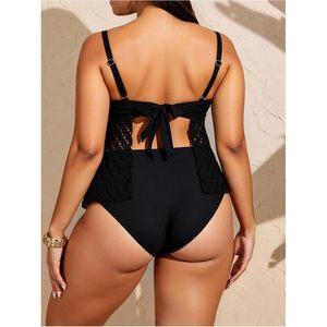 Women's <b>Plus</b> <b>Size</b> <b>Tankini</b> Swimsuit Deep V Neck Hollow Out 2 Piece Set High Waisted Summer Beach Bathing Suit - Product Image 2